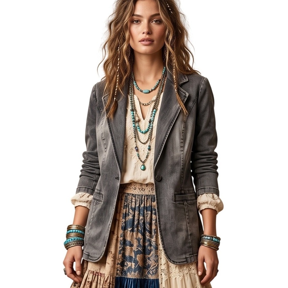 LNDN Washed Black Denim Blazer Jacket Oversized Organic Cotton X Small NWT $188